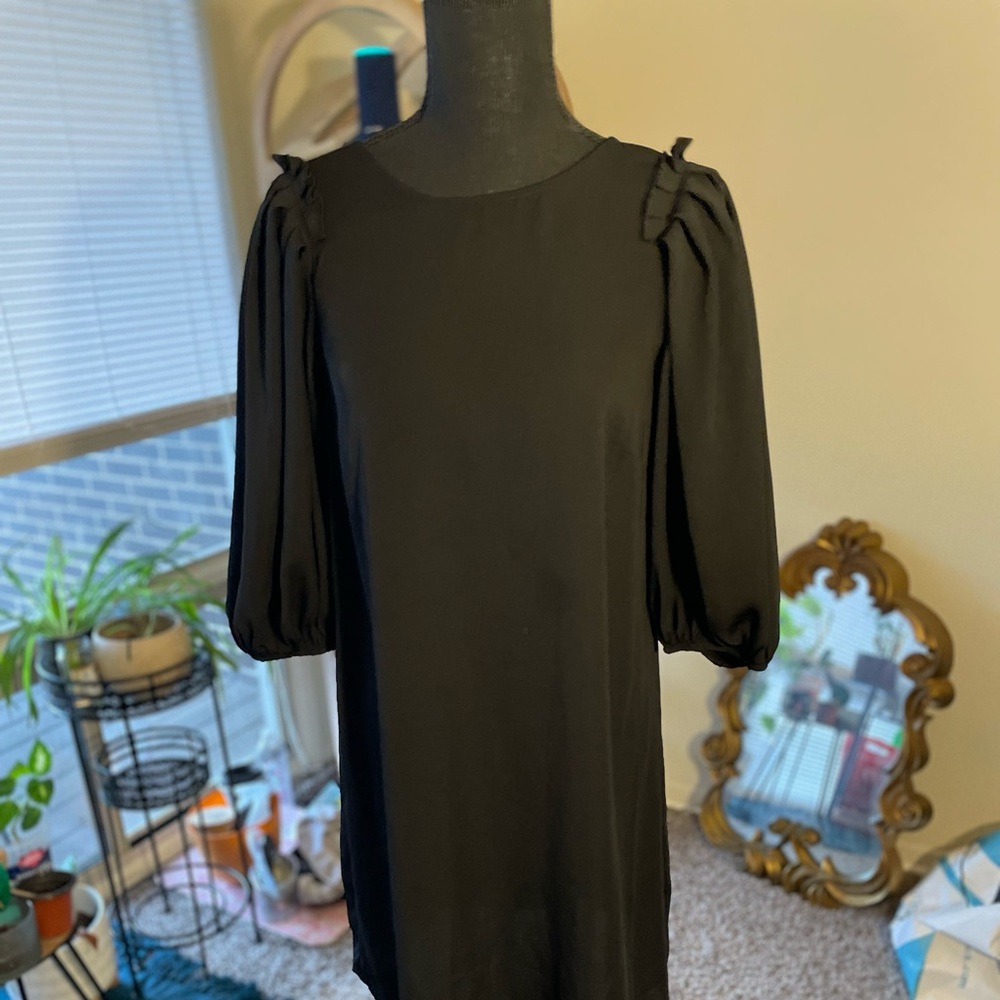 ZARA Voluminous Sleeve Shirt Black Dress Size Small